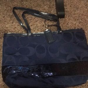 Coach tote with sequin strip! Excellent condition